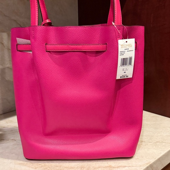 Michael Kors NWT Fuchsia Carson Pebbled Leather Tote Bag - Picture 4 of 8